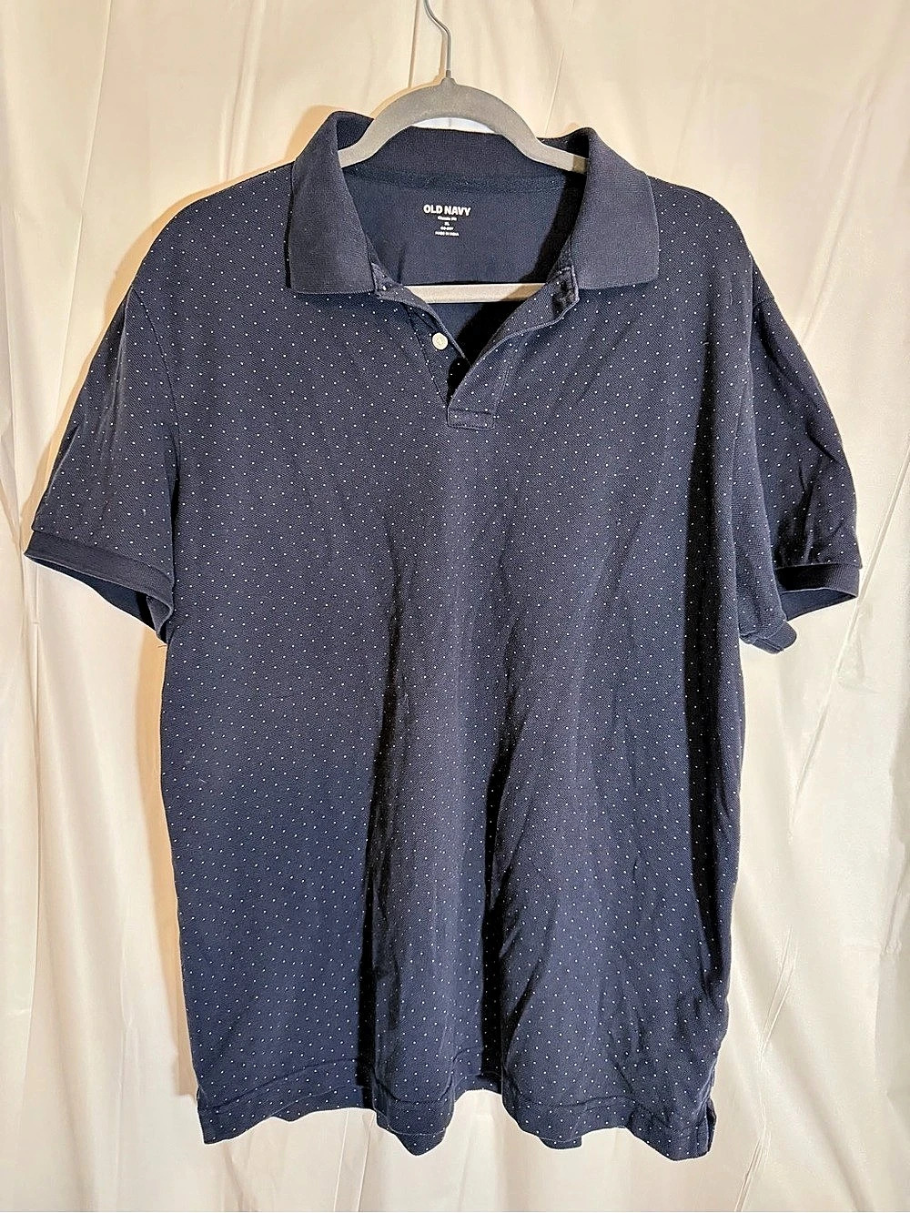 Old Navy Go-Dry Polka Dot Classic Fit Polo Blue XL
